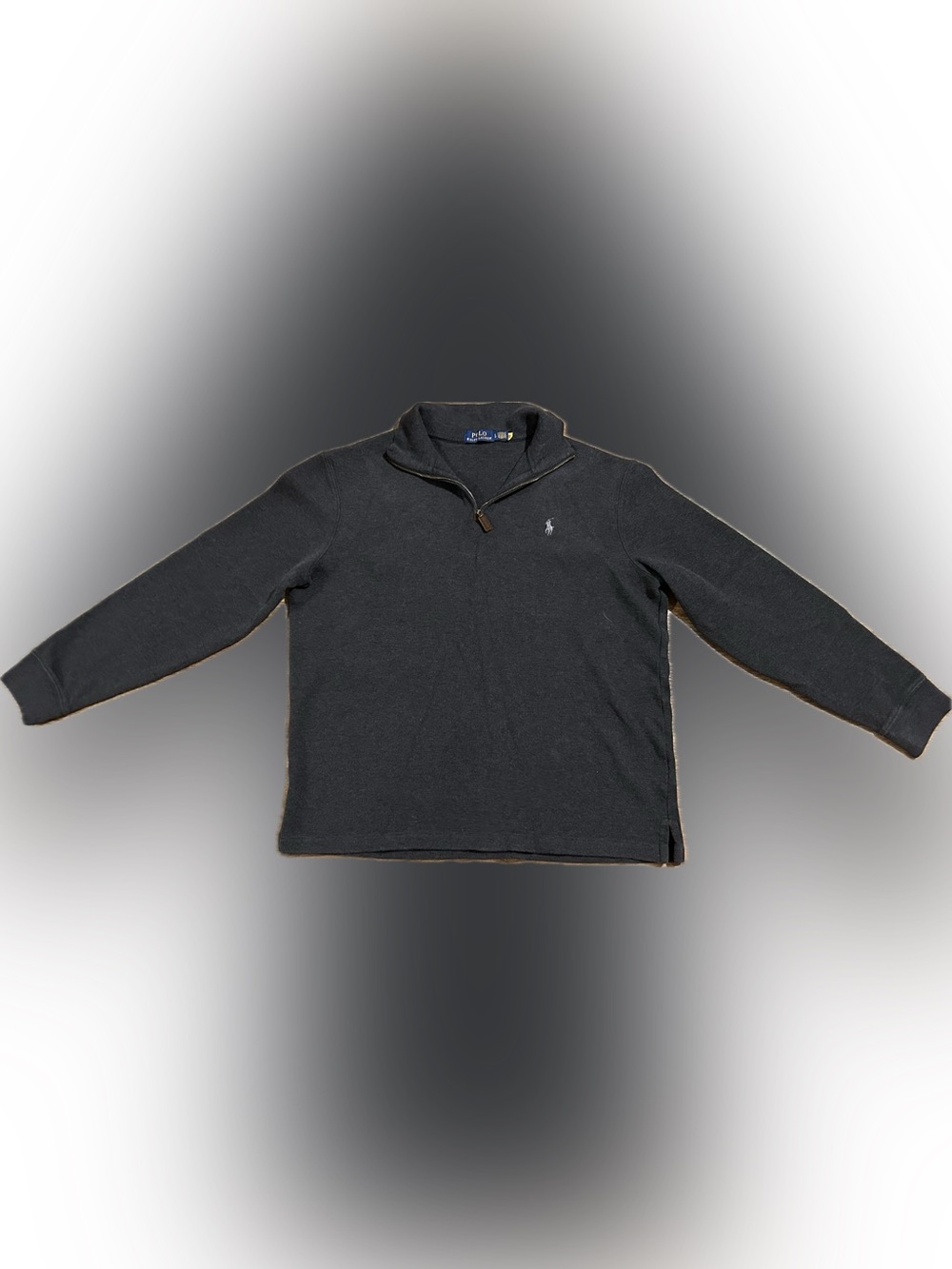 Ralph Lauren Polo LG Charcoal Grey Quarter Zip Pullover Sweater